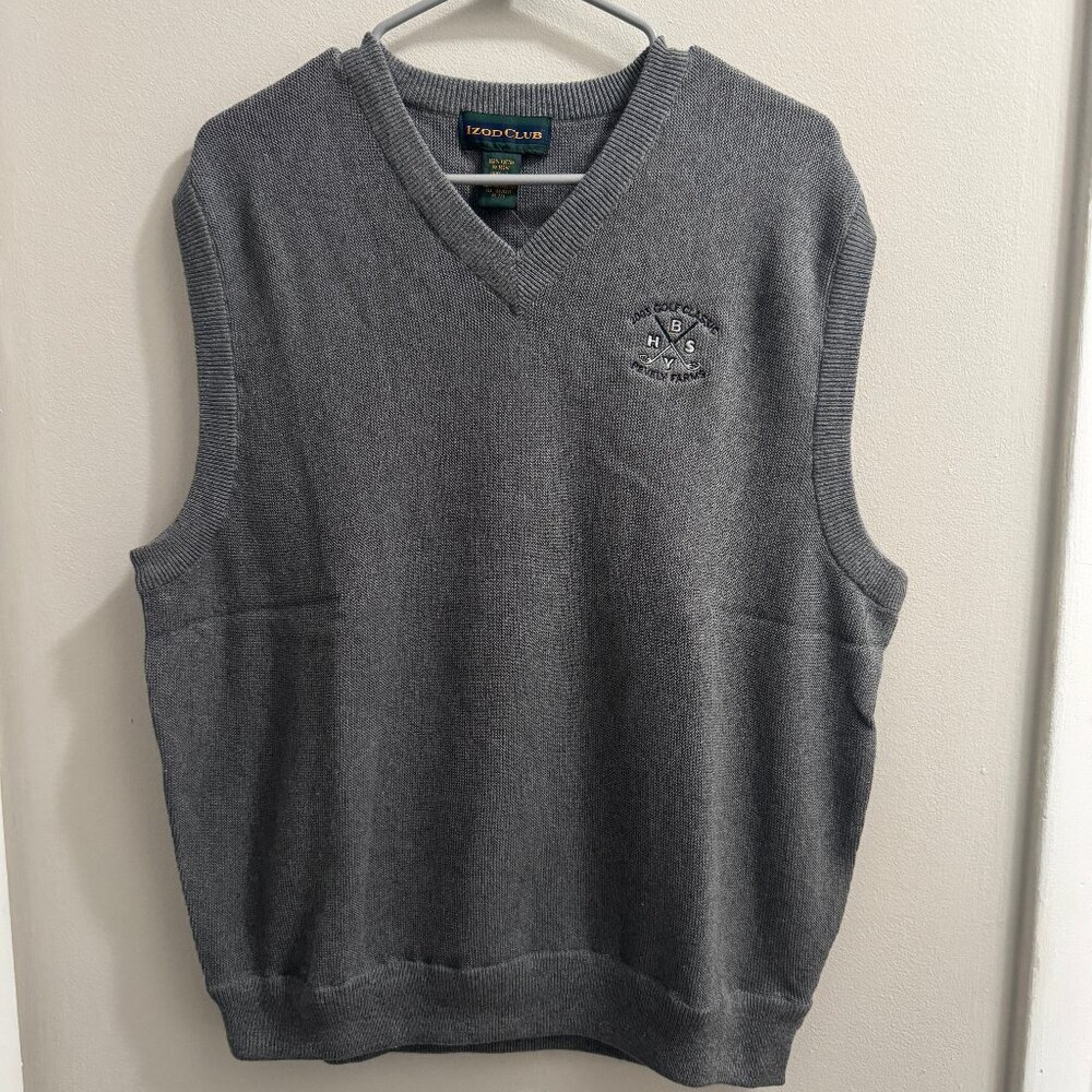 Vintage NWT Men’s Izod Embroidered Sweater Vest Large, Gray 100% Cotton